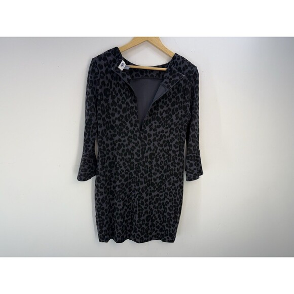 Old Navy Womens Dress Small Gray Black Leopard Print Long Sleeve Bell Cu… - Picture 3 of 10